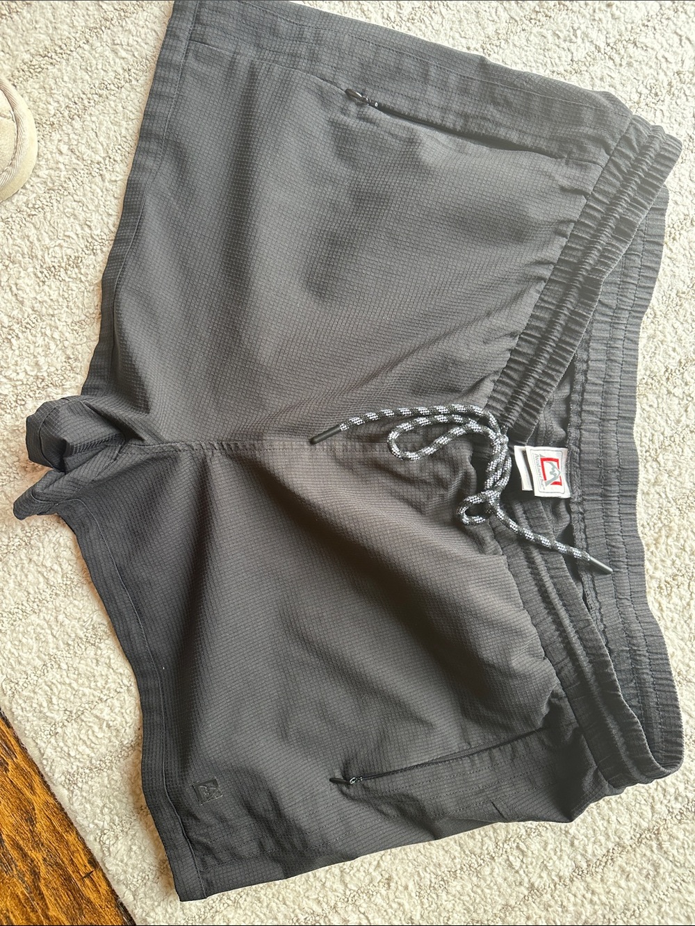 Avalanche Black Athletic Shorts with Drawstring and Zipper Pockets